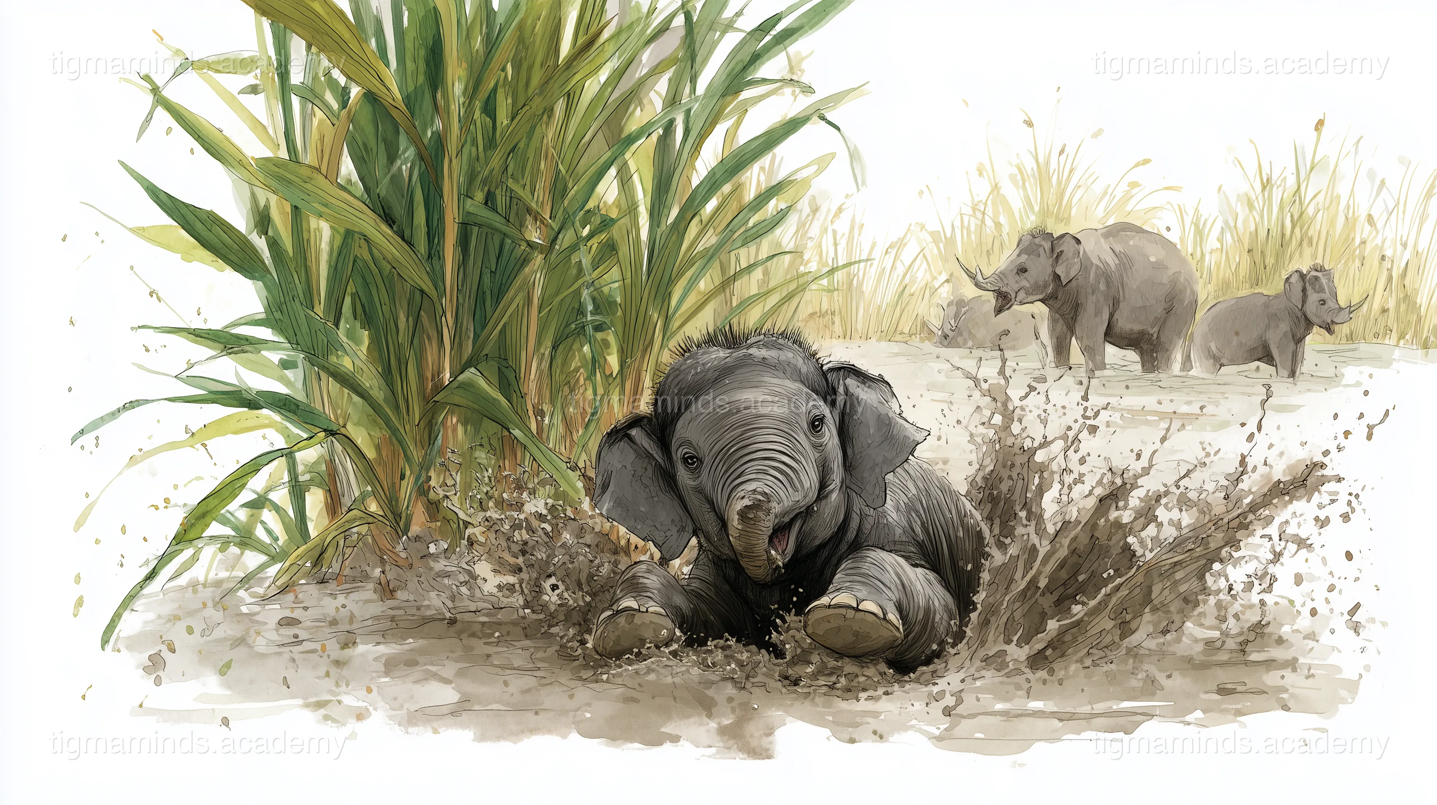 The Little Elephant's First Mud Bath